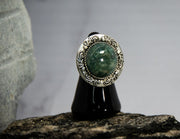 Retro Ring - Green Patterned Cabochon