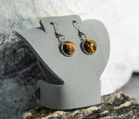 Dramatic Tiger Eye Cabochon Earrings