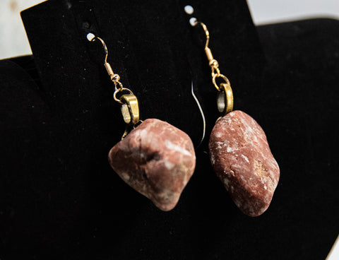 Large Red Rock Earrings