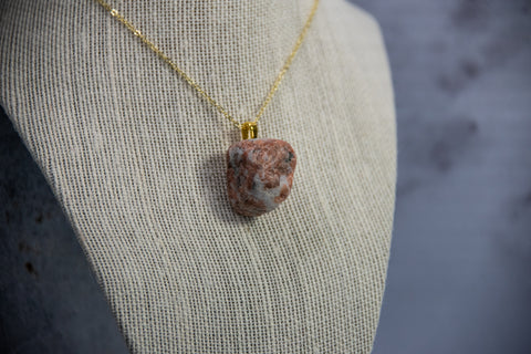 Canadian Shield Rock Necklace - Red and White Quartz