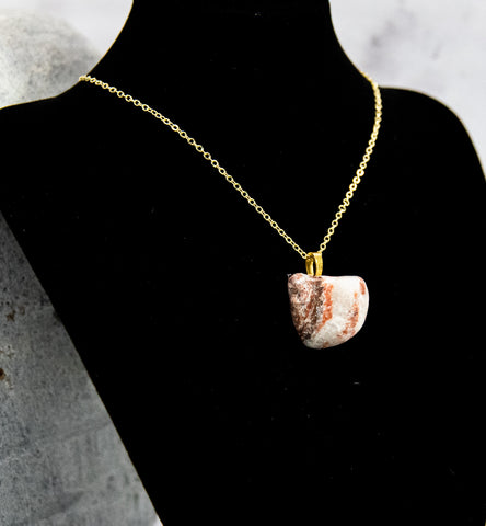 Classic Shield Rock Necklace - White Quartz with Multicoloured Accents