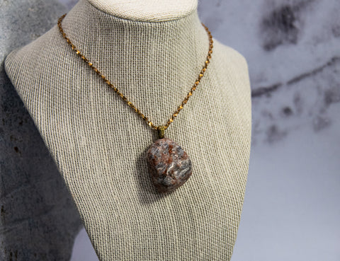 Large Red and White Quartz Rock Necklace