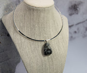 Dramatic Black and White Shield Rock Necklace