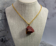 Dramatic Dark Red Shield Rock Necklace