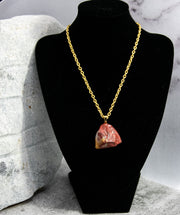 Dramatic Dark Red Shield Rock Necklace