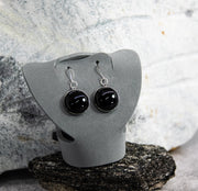 Dramatic Black Cabochon Stone Earring