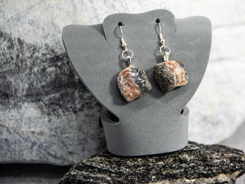 Dramatic Red Quartz Shield Rock Earrings