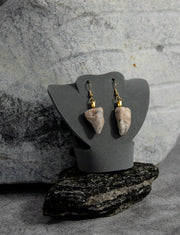 Earrings - Dramatic White Quartz rocks with pink, red and grey accents and intrusions