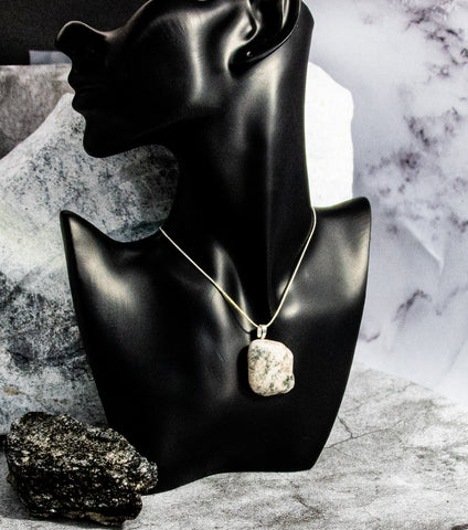 Stunning Shield White Quartz Rock Necklace