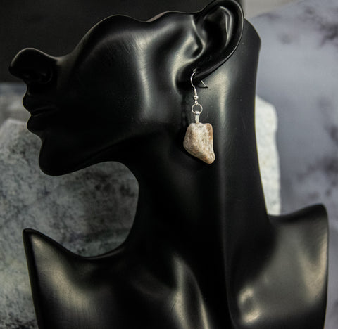 Dramatic Shield White Quartz Rock Earrings