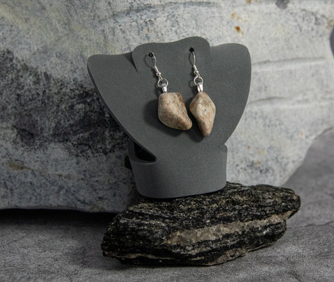 Dramatic Shield White Quartz Rock Earrings