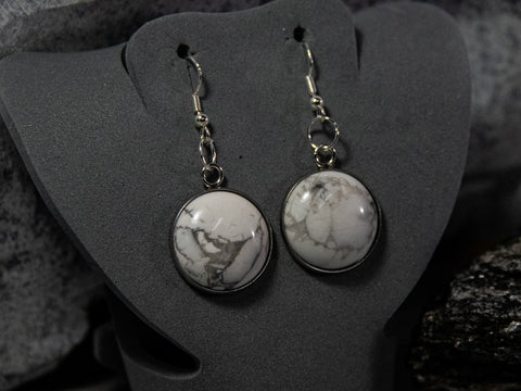 Beautiful White Howlite Cabochon Earrings