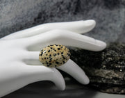 Statement Ring with large natural Dalmatian Jasper Cabochon ring