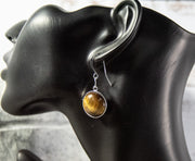 Dramatic Tiger Eye Cabochon stones earrings